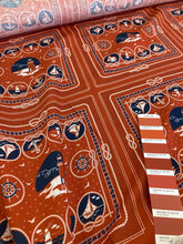 Load image into Gallery viewer, Lino stampa stile marinai terracotta : 32€/m